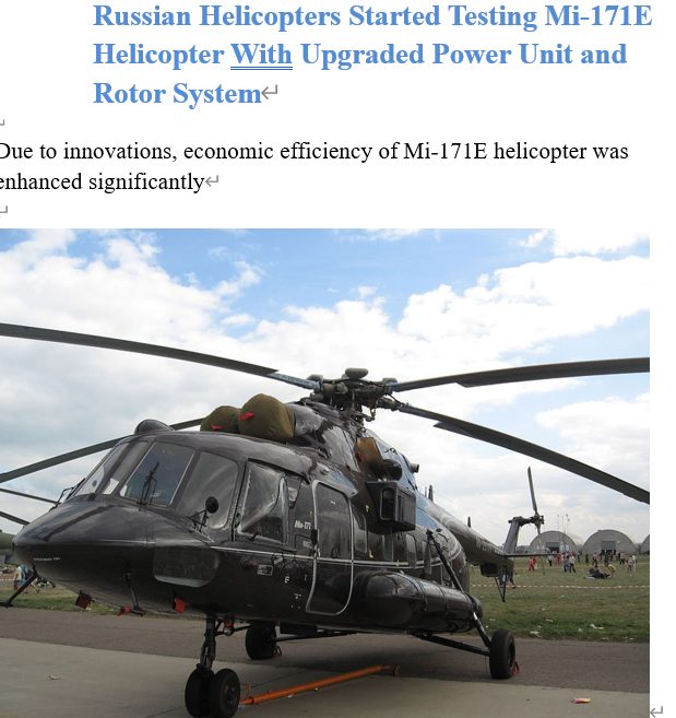 Read more about the article Russian Helicopters Started Testing Mi-171E Helicopter With Upgraded Power Unit and Rotor System