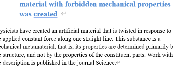 Read more about the article material with forbidden mechanical properties was created