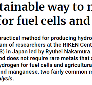 A new, sustainable way to make hydrogen for fuel cells and fertilizers