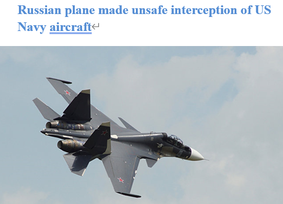 Read more about the article Russian plane made unsafe interception of US Navy aircraft