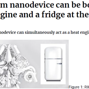 Quantum nanodevice can be both a heat engine and a fridge at the same time