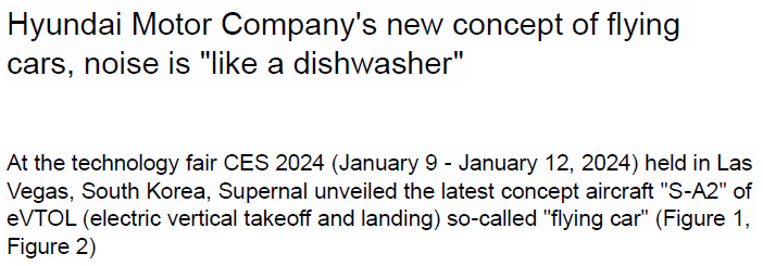 Read more about the article Hyundai Motor Company’s new concept of flying cars, noise is like a dishwasher