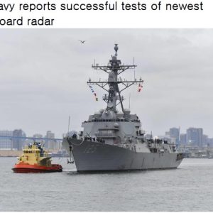 US Navy reports successful tests of newest shipboard radar