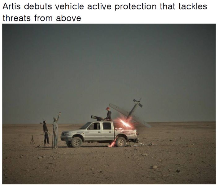Read more about the article Artis debuts vehicle active protection that tackles threats from above