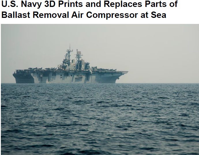 Read more about the article U.S. Navy 3D Prints and Replaces Parts of Ballast Removal Air Compressor at Sea