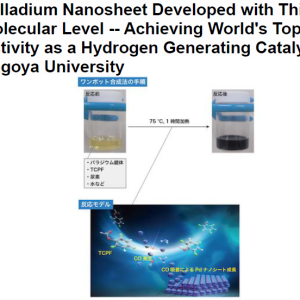Palladium Nanosheet Developed with Thin Molecular Level — Achieving World’s Top Activity as a Hydrogen Generating Catalyst Nagoya University