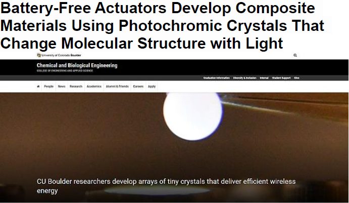 Read more about the article Battery-Free Actuators Develop Composite Materials Using Photochromic Crystals That Change Molecular Structure with Light