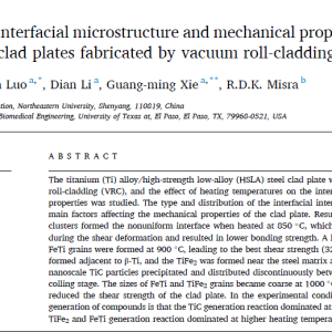 Investigation on the interfacial microstructure and mechanical properties of Ti alloy/HSLA steel clad plates fabricated by vacuum roll-cladding