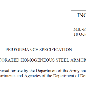 MIL-PRF-32269 PERFORATED HOMOGENEOUS STEEL ARMOR