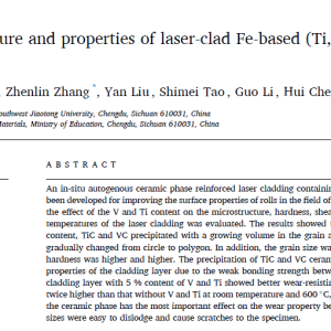 Study on microstructure and properties of laser-clad Fe-based (Ti, V)C