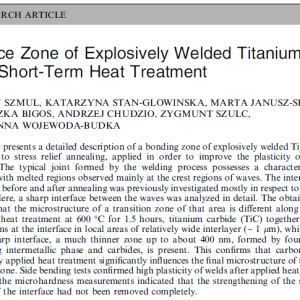 The Interface Zone of Explosively Welded Titanium-Steel after Short-Term Heat Treatment