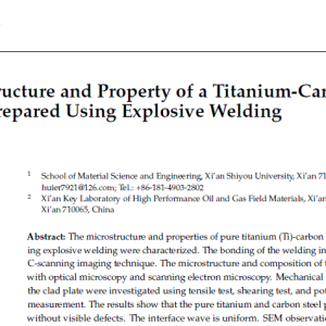 The Microstructure and Property of a Titanium-Carbon Steel Clad Plate Prepared Using Explosive Welding