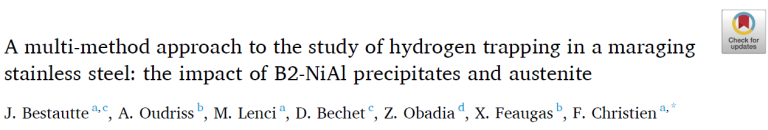 Read more about the article A multi-method approach to the study of hydrogen trapping in a maraging stainless steel the impact of B2-NiAl precipitates and austenite