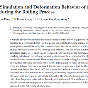 Numerical Simulation and Deformation Behavior of a Ti/Steel Clad Plate during the Rolling Process