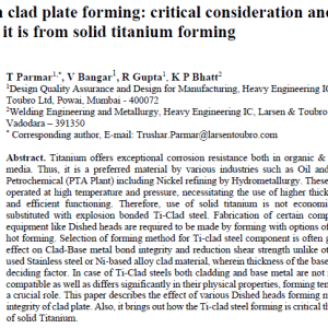 Titanium clad plate forming critical consideration and how different it is from solid titanium forming