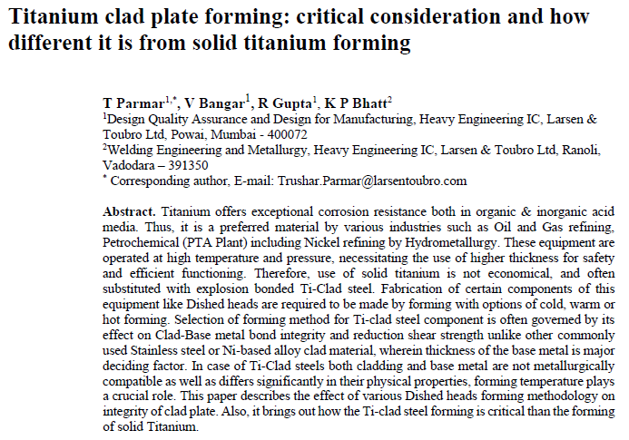 Read more about the article Titanium clad plate forming critical consideration and how different it is from solid titanium forming