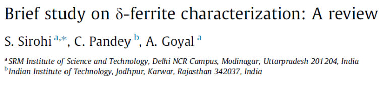 Read more about the article Brief study on d-ferrite characterization A review