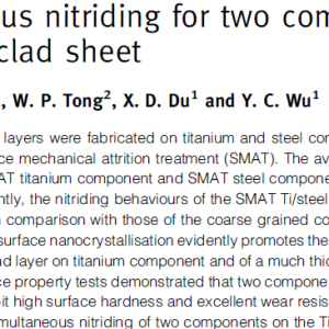 Simultaneous nitriding for two components of Ti/steel clad sheet