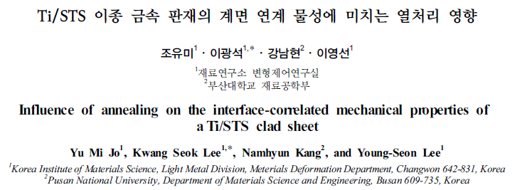 Read more about the article Influence of annealing on the interface-correlated mechanical properties of a Ti/STS clad sheet