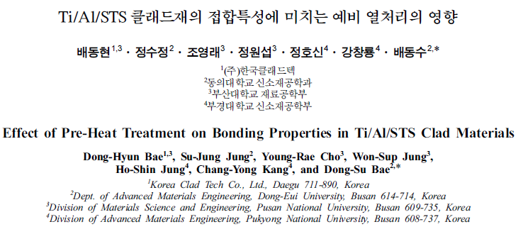 Read more about the article Effect of Pre-Heat Treatment on Bonding Properties in Ti_Al_STS Clad Materials