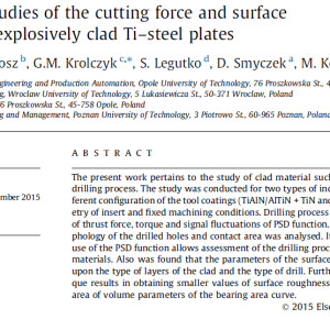 Experimental studies of the cutting force and surface morphology of explosively clad Ti–steel plates