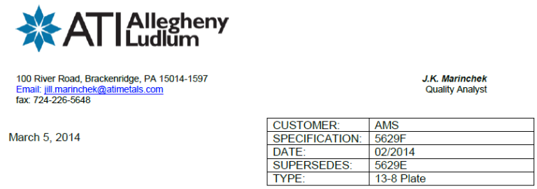 Read more about the article Alloy 13-8 Plate Exceptions (AMS 5629F)