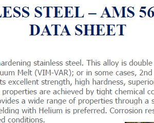 13-8 PH STAINLESS STEEL – AMS 5629 – UNS S13800 DATA SHEET