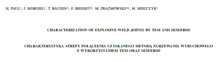 Read more about the article CHARACTERIZATION OF EXPLOSIVE WELD JOINTS BY TEM AND SEM/EBSD