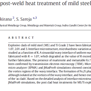 Explosive cladding and post-weld heat treatment of mild steel and titanium