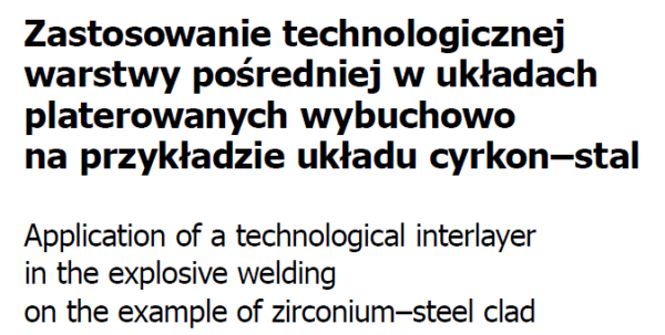 application of a technological interlayer in the explosive welding on the example of zirconium–steel clad