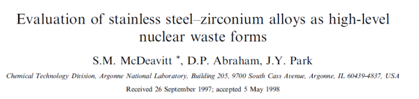 Evaluation of stainless steel-zirconium alloys as high-level nuclear waste forms