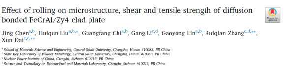 Effect of rolling on microstructure, shear and tensile strength of diffusion bonded FeCrAl/Zy4 clad plate