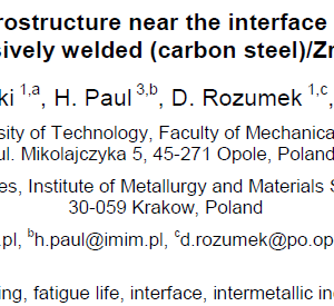 Influence of the microstructure near the interface on the fatigue life of explosively welded (carbon steel)Zr clads