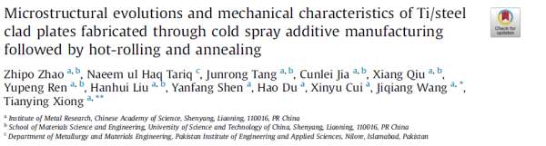 Microstructural evolutions and mechanical characteristics of Ti/steel clad plates fabricated through cold spray additive manufacturing followed by hot-rolling and annealing