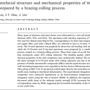 Investigation of interfacial structure and mechanical properties of titanium clad steel sheets prepared by a brazing-rolling process