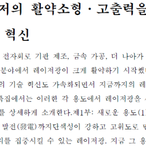 다양한 레이저의 활약소형·고출력을 무기로 모든 분야를 혁신