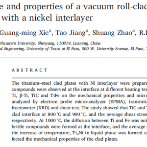 Interfacial microstructure and properties of a vacuum roll-cladding titanium-steel clad plate with a nickel interlayer