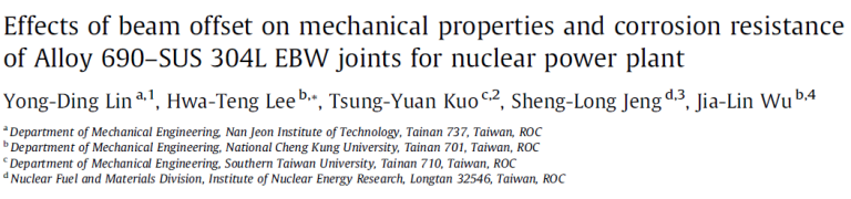 Read more about the article Effects of beam offset on mechanical properties and corrosion resistance of Alloy 690–SUS 304L EBW joints for nuclear power plant
