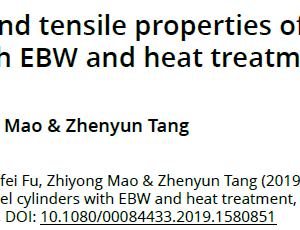 Distortions and tensile properties of 15-5PH steel cylinders with EBW and heat treatment