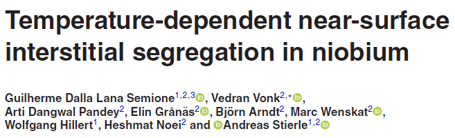 Read more about the article Temperature-dependent near-surface interstitial segregation in niobium