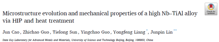 Read more about the article Microstructure evolution and mechanical properties of a high Nb–TiAl alloy via HIP and heat treatment