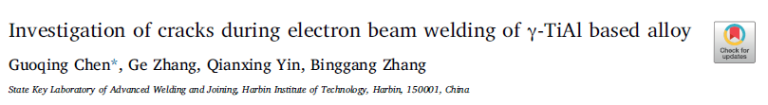 Read more about the article Investigation of cracks during electron beam welding of γ-TiAl based alloy