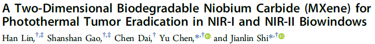 Read more about the article A Two-Dimensional Biodegradable Niobium Carbide (MXene) for Photothermal Tumor Eradication in NIR‑I and NIR-II Biowindows