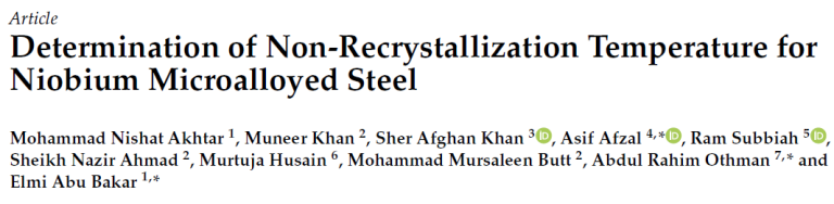 Read more about the article Determination of Non-Recrystallization Temperature for Niobium Microalloyed Steel