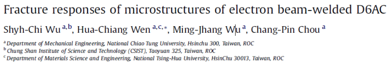 Read more about the article Fracture responses of microstructures of electron beam-welded D6AC