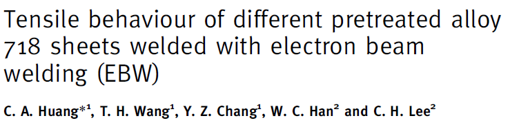 Read more about the article Tensile behaviour of different pretreated alloy 718 sheets welded with electron beam welding (EBW)