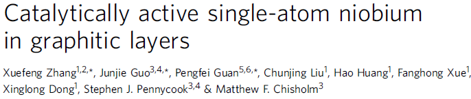 Read more about the article Catalytically active single-atom niobium in graphitic layers