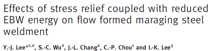 Read more about the article Effects of stress relief coupled with reduced EBW energy on flow formed maraging steel weldment