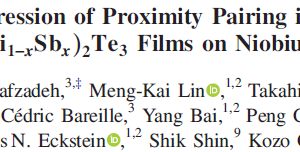 Massive Suppression of Proximity Pairing in Topological (Bi₁−xSbx)₂Te₃ Films on Niobium