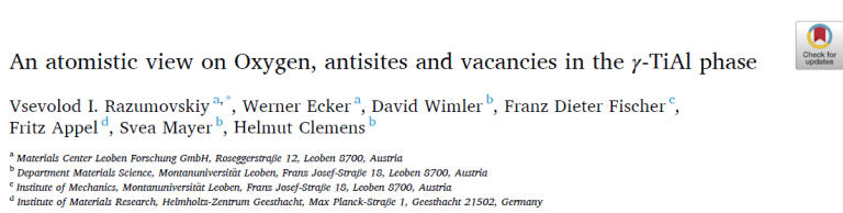 Read more about the article An atomistic view on Oxygen, antisites and vacancies in the γ-TiAl phase